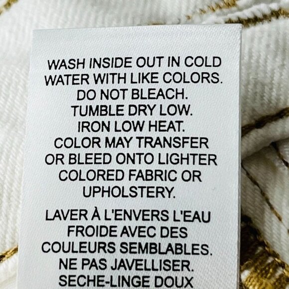 Frame Oversize Jeans in White Size 26 Tan Accent Wide Hem - Picture 12 of 14